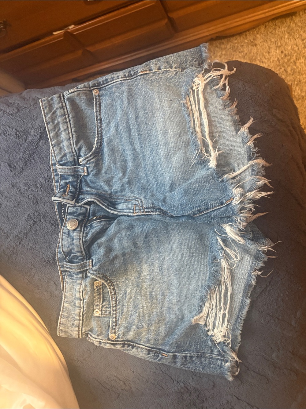 Aeropostale Light Blue Distressed Denim Jean Shorts